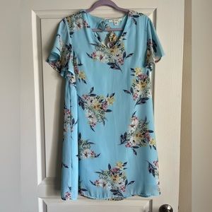 Light blue dress with triangle ruffle back